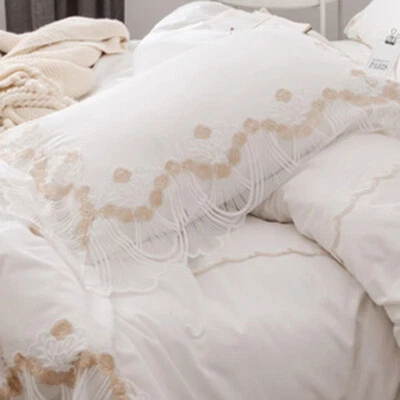 1X Lace Cotton Pillowcase Pillow Cover Living Room Bedding Embroidery Sweet Cute - Image 1 of 4