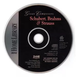 Zane: Great Composers: Schubert, Brahms & Strauss (Win/Mac) - NEW CD in SLEEVE - Picture 1 of 3