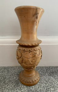WOODEN FLORAL VASE - Hand Carved Wooden Vase, Boho Vase, Natural Wooden Vase