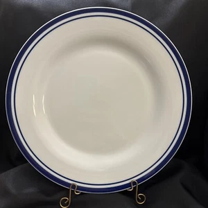 Pottery Barn 2er Set Club blauer Rand Essteller 12 Zoll doppelt blaue Streifen - Bild 1 von 3