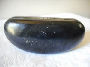 Gafas de sol retro indie auténticas GUCCI negras UNISEX Italia logotipo FUNDA DE CUERO - Imagen 1 de 6
