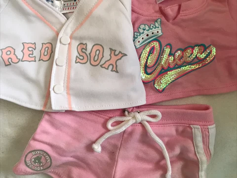 LOT BAB Pink MLB Boston Red Sox Jersey Pants & Cheers Jersey for off season Cover