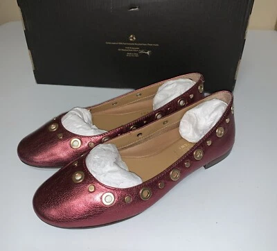 Aerosoles Martha Stewart Goldie Grommet Stud Ballet Flats Red Burgundy Size 5 - Image 1 of 4