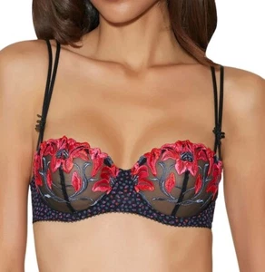 Aubade, 32D,Jardin des delice, balcony bra, Ref: YA14, black/fuschia, BNWT - Picture 1 of 3