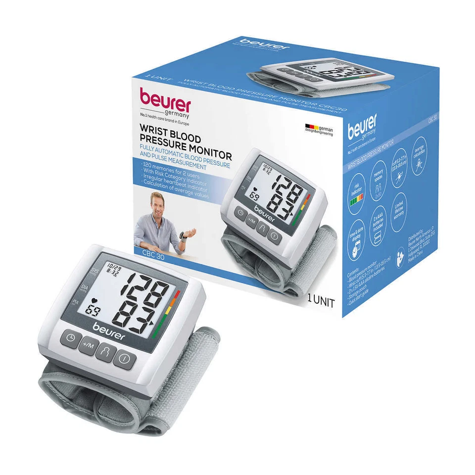 Beurer CBC-30 Wrist Blood Pressure Monitor with Irregular Heartbeat Detection