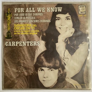 CARPENTERS - FOR ALL WE KNOW - 1971 MEXICAN 7" EP PS, POP 70'S - Picture 1 of 4
