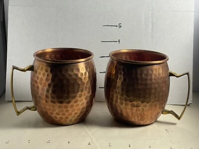 Чистая медь кованый Московский мул кружки латунная ручка польза для здоровья набор из 2 - Изображение 1 из 4