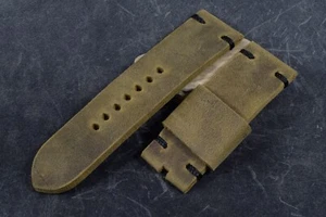 UHRENARMBAND 26/26 115/75 MM ALT VINTAGE GRÜN ECHT PATINA LEDER MA STRAP 610 - Picture 1 of 7