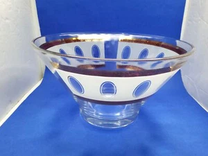 Ponche/ensaladera vintage años 50 Alberto Culver vidrio pesado oro 22k patrón pisa. - Imagen 1 de 3