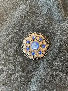 Vintage Strass Brosche, blaue Strasssteine, viktorianisch edwardianisch - Bild 1 von 3