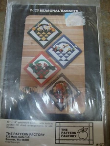 SEASONAL BASKETS P-120 QUILT Sewing PATTERN 14" PATCHWORK with Flower Pocket - Picture 1 of 1