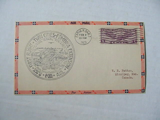 Very Fine! 1931 Winnipeg, Manitoba, Canada US AIR MAIL First Flight Cachet Cover - Image 1 of 1