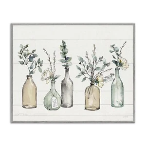 Stupell Industries Bottles and Plants Farm Wood Textured, Design by Anne Tavo... - Picture 1 of 10