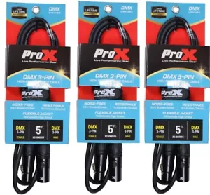3X ProX XC-DMX05 5 Ft. DMX Male 3-Pin to DMX Female 3-Pin High Performance Cable - Picture 1 of 6
