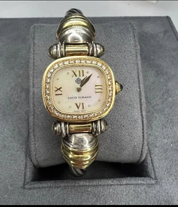 David Yurman 925 Silver/18K Gold White MOP Dial 21mm Ladies Cable Watch T-21608 - Picture 1 of 7