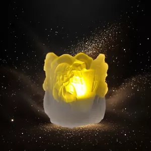 Frosted Glass Electric Tealight Holder 4 Angels Christmas 3 inch Tall Carolina - Picture 1 of 6
