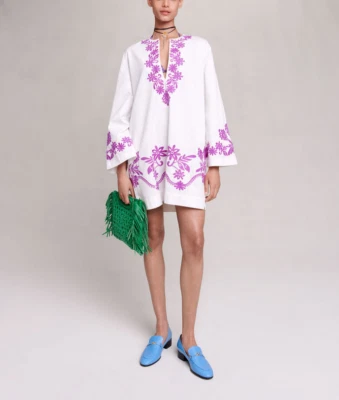 Vestido para mujer Maje talla 38 FR/M bordado floral cuello en V bolsillos MFPRO03009 Foto 1 de 4