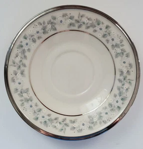 Lenox Windsong Saucer 6" White Blue Flowers Platinum Rim EUC - Picture 1 of 2