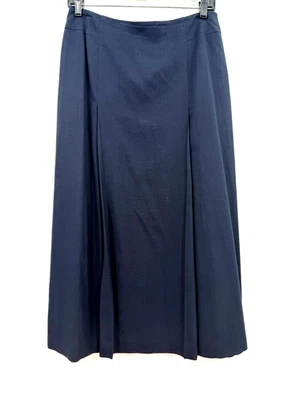 Falda Talbots Midi 8p Azul Marino Rayón Lino Línea A Minimalista Clásica Costera Foto 1 de 4