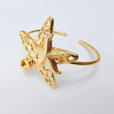 海星手链 24K 闪亮金色手链空白袖口可调节 8 毫米 G37441 — 第 1/3 张图片