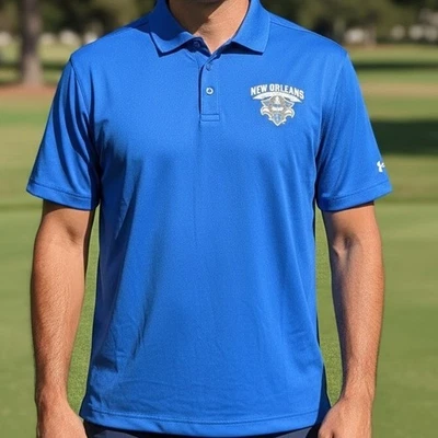 Рубашка поло Under Armour мужская New Orleans Privateers HeatGear синяя свободного покроя - L - Изображение 1 из 4