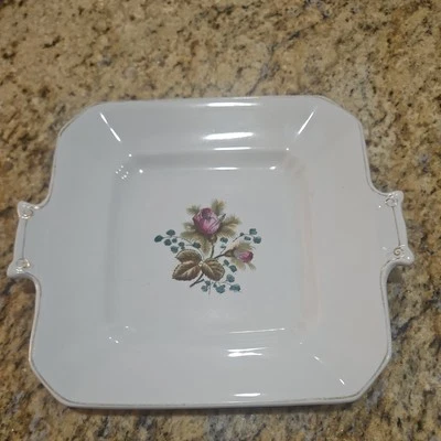 Antique Royal Ironstone China Alfred Meakin Moss Rose Square 8.5” Serving Plate - Image 1 of 3
