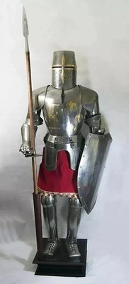 Traje de armadura medieval portátil caballero cruzado Larp hombres combate armadura de cuerpo completo Foto 1 de 4