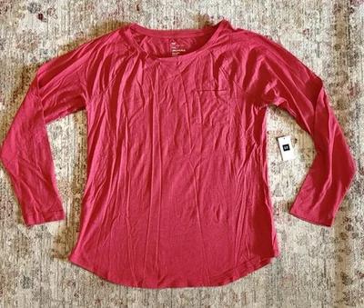 ¡¡¡NUEVO!!! Camiseta GAP MINNA SODA WASH RAGLÁN Roja “Vermillion” Algodón Larga-Slv GRANDE NUEVA CON ETIQUETAS Foto 1 de 4