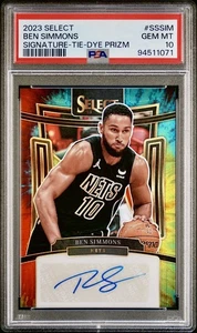 Tarjeta autógrafa PSA 10 BEN SIMMONS Auto 2023 Select TIE DYE/25 BROOKLYN NETS NUEVA - Imagen 1 de 2