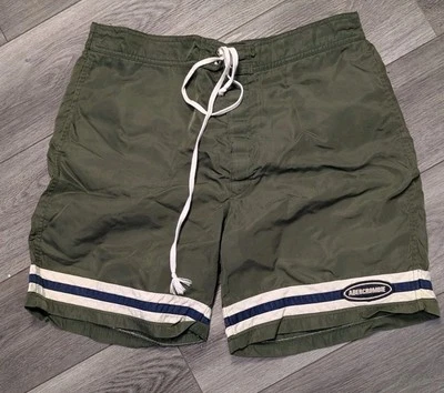 Vtg Abercrombie & Fitch Mens L Swim Trunks Green Nylon 8' Inseam Mesh Pockets - Image 1 of 4