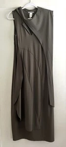 Sarah Pacini Olive Green Stretch Jersey Midi Dress Size 2 M - Picture 1 of 6
