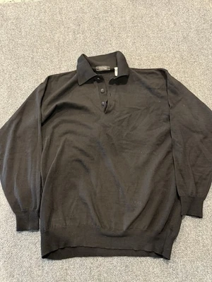 Versace Classic V2 Mens XL Black Wool Collar Long Sleeve Polo Sweater KE4 - Image 1 of 4