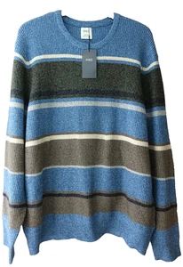 JERSEY HOMBRE M&S AZUL MEZCLA RAYAS MANGA LARGA CUELLO REDONDO TALLA 3XL - NUEVO - Imagen 1 de 4