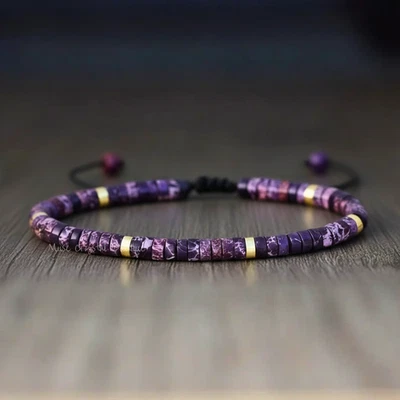 Pulsera de jaspe sedimento marino púrpura natural delicado cristal curativo pulsera regalo Foto 1 de 3