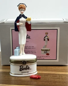 PHB Porcelain Hinged Trinket Box Barbie Nurse - Picture 1 of 9