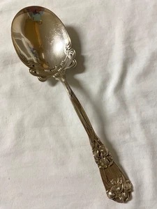 Cuchara para servir Durgin de plata de ley de 7,5 pulgadas flores en relieve - Imagen 1 de 6