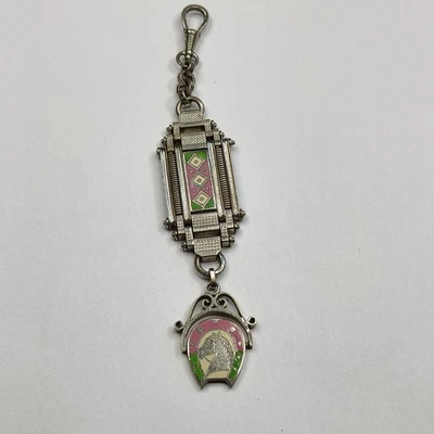 Antique Art Deco German Silver Enamel Horse Watch Chain Fob - Image 1 of 4