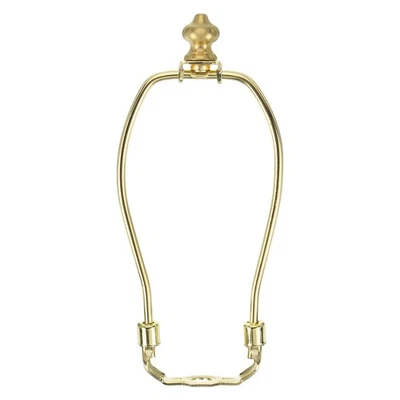 1 Set 6.5 Inch Lamp Harp Kit with 1 Inch Height Solid Brass Finial, Gold - Image 1 of 4