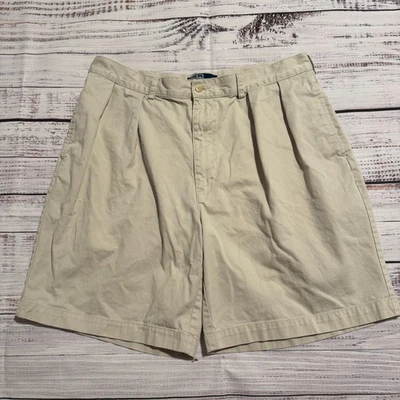 Винтажные мужские шорты Polo Ralph Lauren Tyler бежевые хаки со складками 90-е размер 38x8 - Изображение 1 из 4