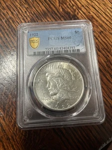 1922 Peace Dollar PCGS MS60 (Lot #006) - Picture 1 of 3