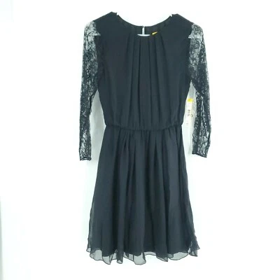 NUEVO ALICE & OLIVIA Vestido Negro Línea A Mini Acampanado Patinador Encaje Espalda Abierta Talla XS Foto 1 de 4
