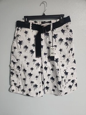 Nuevo Con Etiquetas Brooklyn Xpress Clothing Company Hombres 34 Pantalones Cortos Palmeras Blanco Foto 1 de 4