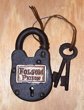 Folsom Prison Cast Iron Working Lock With 2 Keys Rusty Antique Finish  