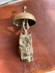 BRASS OWL novelty DESK BELL ; Antique 19th century, - Picture 1 of 12