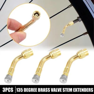 3pcs 135 Degree Tyre Valve Stem Extension Extenders for Car Motorcycle Gold Tone - Picture 1 of 9