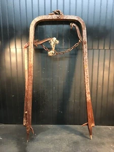 MYER cast iron Hay trolley  Metal Pulley  Harpoon lift rustic Farm Barn tool - Picture 1 of 3