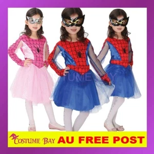 Girls Superhero Batgirl Spidergirl Supergirl Halloween Book Week Party Costume - Picture 1 of 21