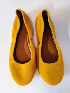Lucky Brand Damenschuhe 9,5 Erin Ballerinas bequeme gelbe Wildleder-Slipper - Bild 1 von 13
