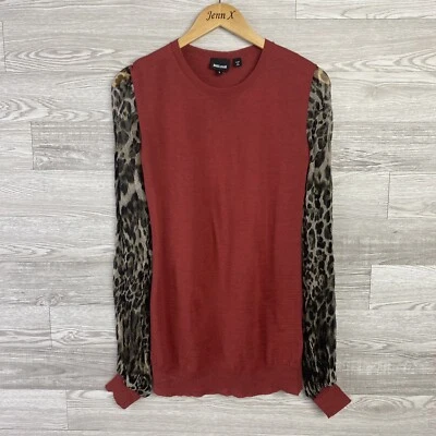 Auténtico Suéter Just Cavalli Granate Manga Leopardo Mohair Alpaca Talla Pequeña Foto 1 de 4