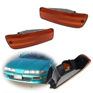 For 92-93 Acura Integra Amber Lens Bumper Lights Parking Turn Signal Lamps Pair - Picture 1 of 9